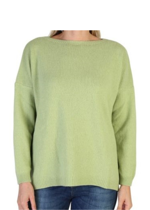 Women's Boat Neck Sweater Over Regenerated Cashmere-1