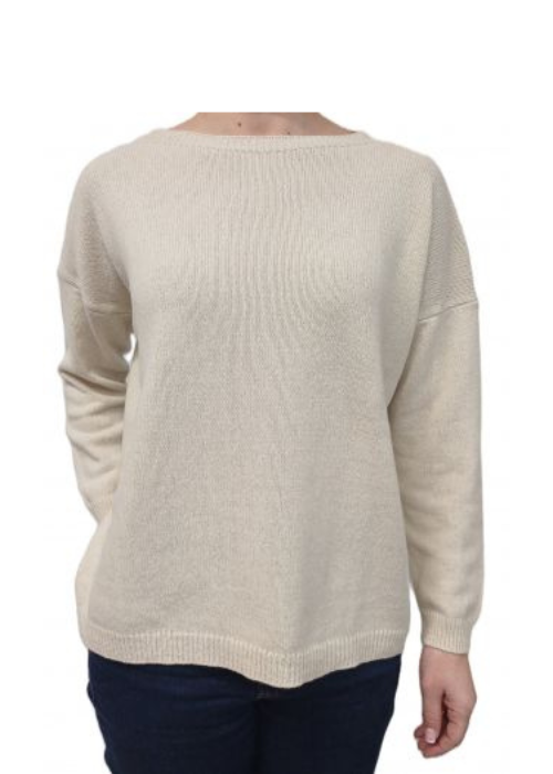 Women's Boat Neck Sweater Over Regenerated Cashmere-0