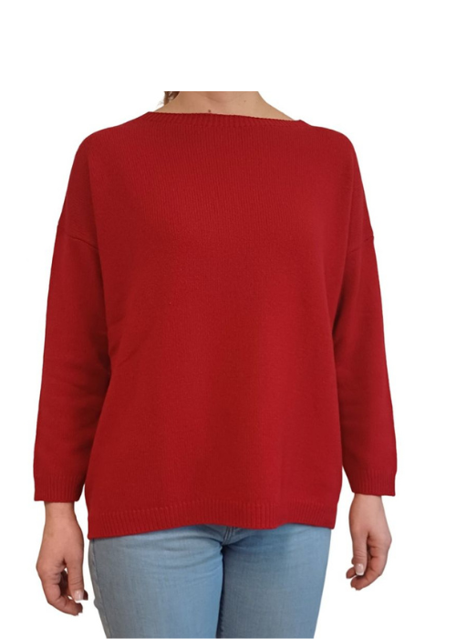 Women's Boat Neck Sweater Over Regenerated Cashmere-4