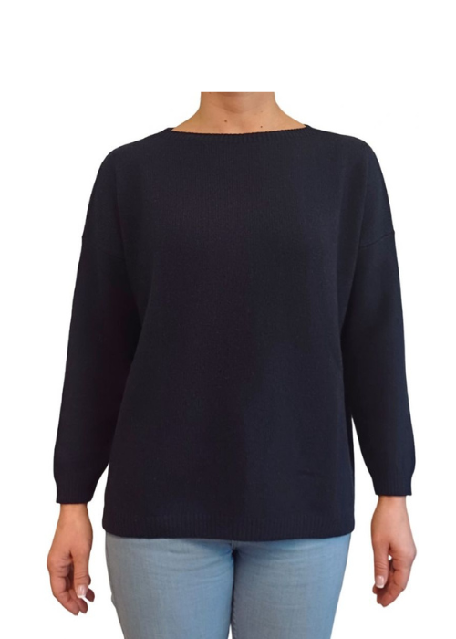 Women's Boat Neck Sweater Over Regenerated Cashmere-7