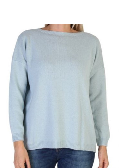 Women's Boat Neck Sweater Over Regenerated Cashmere-2