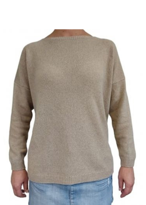 Women's Boat Neck Sweater Over Regenerated Cashmere-6