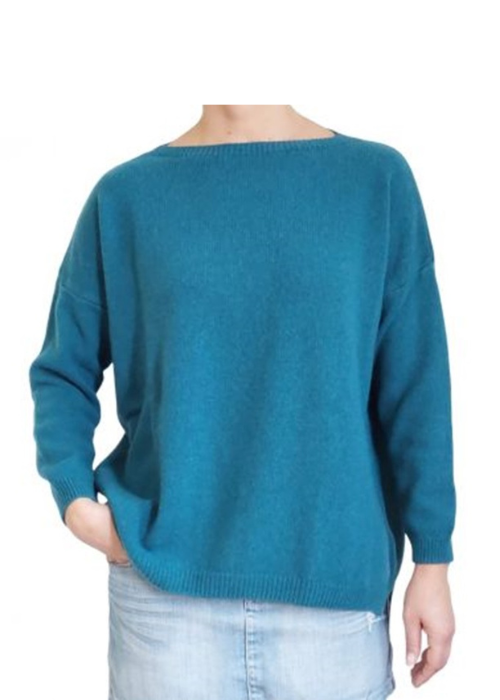 Women's Boat Neck Sweater Over Regenerated Cashmere-16