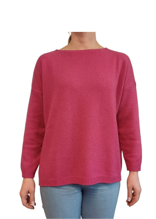 Women's Boat Neck Sweater Over Regenerated Cashmere-11