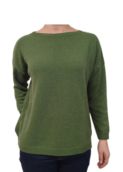 Women's Boat Neck Sweater Over Regenerated Cashmere-18