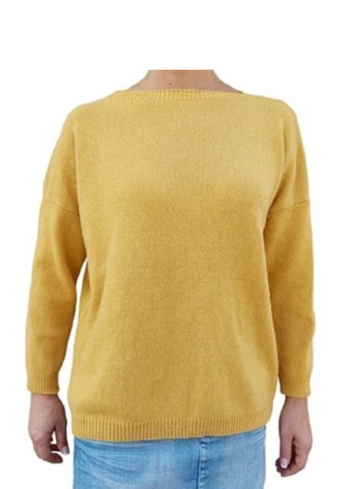 Women's Boat Neck Sweater Over Regenerated Cashmere-15
