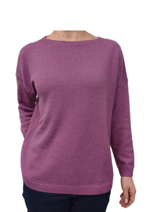 Women's Boat Neck Sweater Over Regenerated Cashmere-14