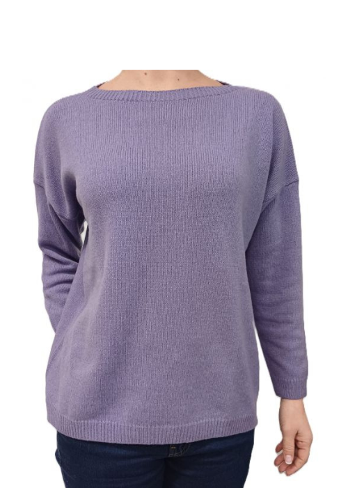 Women's Boat Neck Sweater Over Regenerated Cashmere-12