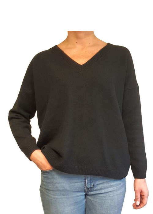 Women's Oversized V-Neck Sweater Regenerated Cashmere-10