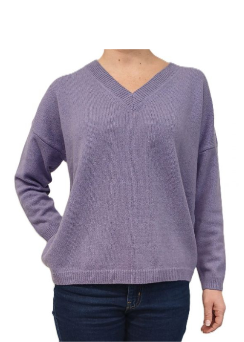 Women's Oversized V-Neck Sweater Regenerated Cashmere-8