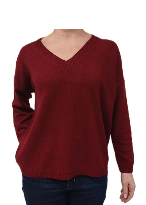 Women's Oversized V-Neck Sweater Regenerated Cashmere-2
