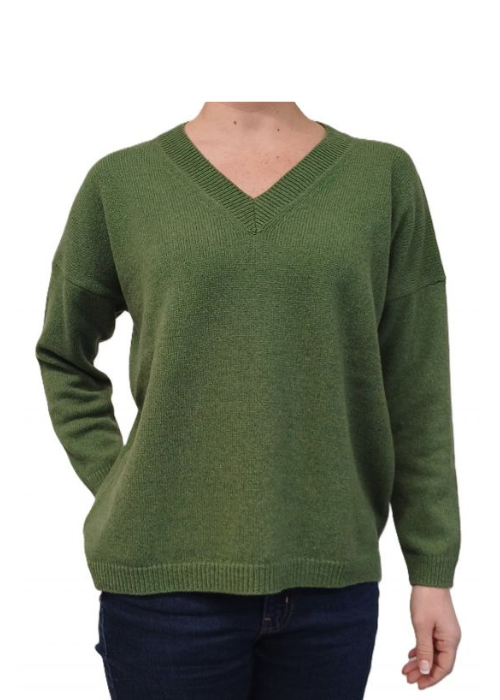 Women's Oversized V-Neck Sweater Regenerated Cashmere-1