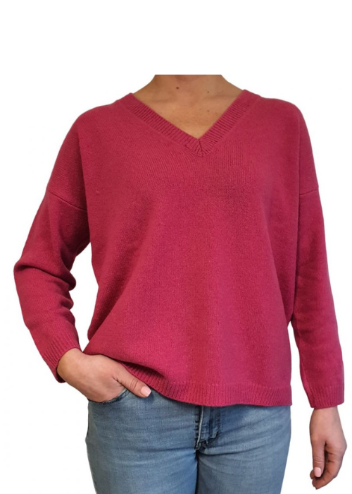 Women's Oversized V-Neck Sweater Regenerated Cashmere-7